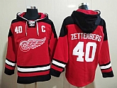 Red Wings 40 Henrik Zetterberg Red All Stitched Pullover Hoodie,baseball caps,new era cap wholesale,wholesale hats
